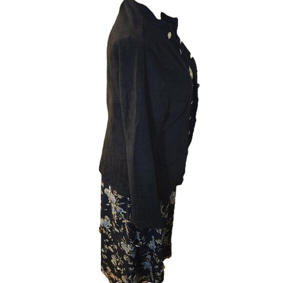 XXL Black Long Sleeve Polyester Silver Button‎ Open Jacket - Picture 5 of 10